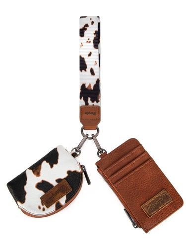 Wrangler Cow Print Dual Pouch Wristlet WG133-W0051