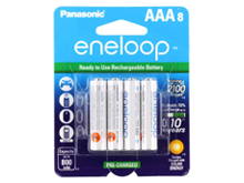 Panasonic Eneloop BK-4MCCA-8BA AAA 800mAh 1.2V Low Self Discharge Nickel Metal Hydride (NiMH) Button Top Batteries - 8 Pack Retail Card