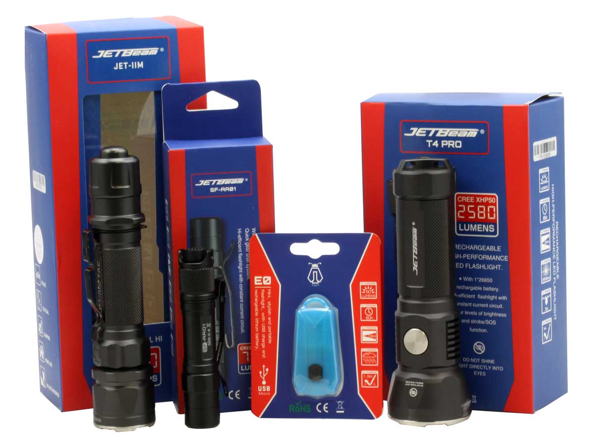 JETBeam LED Flashlight Holiday Bundle Includes 4 Flashlights