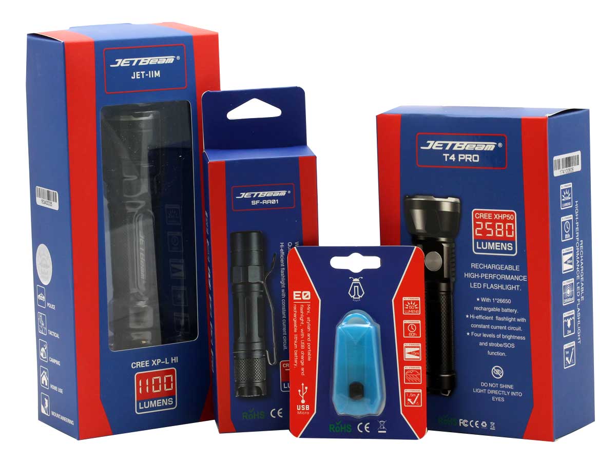 JETBeam LED Flashlight Holiday Bundle Includes 4 Flashlights