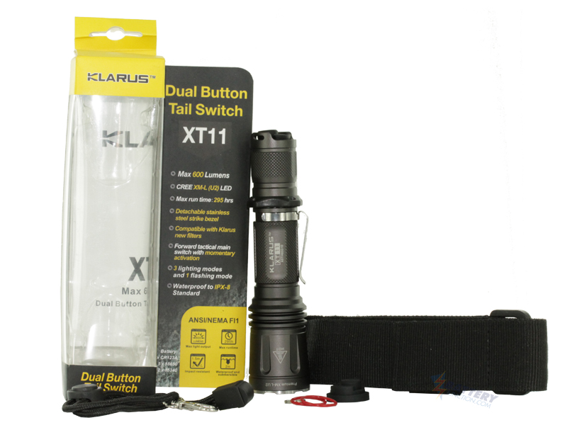 Klarus XT11 LED Flashlight with CREE XML U2 LED 600 Lumens Military Grey Finish Uses 2 x