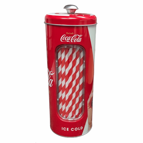 2025 Coke Straw Holder Tin (12 tins) - Item # 771527-12, with 20 paper straws