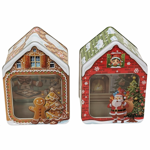 Holiday House Tin with Window 2 ASST (12 tins) - Item # 978507-12