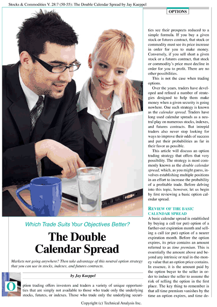 Stocks & Commodities V. 28:7 (50-55): The Double Calendar Spread by Jay  Kaeppel