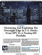 Stocks & Commodities V. 44:10 (44�48, 35): Measuring And Exploiting The Overnight Edge In U.S. Stocks: From SPY To A Nasdaq-100 Portfolio by Andrea Unger
