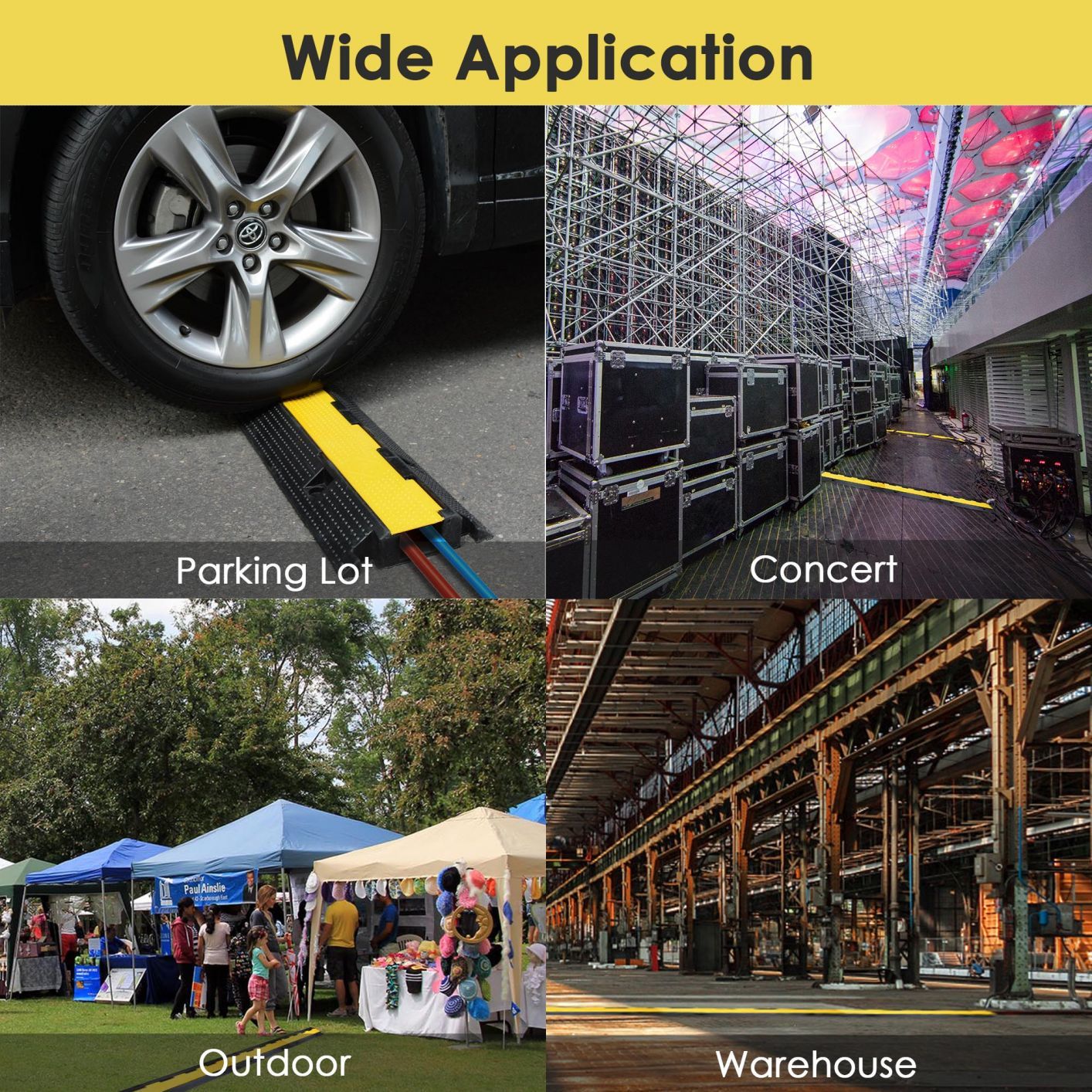 Cable Protector Ramp 15 Channel Rubber Electrical Wire Cable Cover Ramp Guard 1 Channel