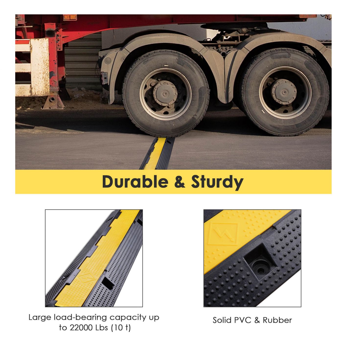 Cable Protector Ramp 15 Channel Rubber Electrical Wire Cable Cover Ramp Guard 1 Channel