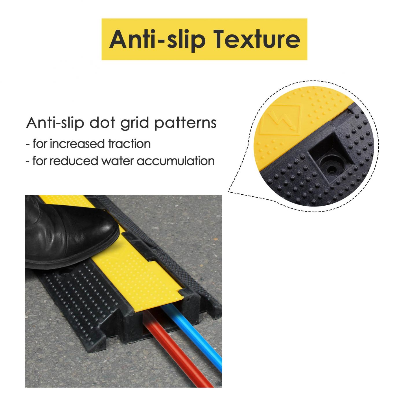 Cable Protector Ramp 15 Channel Rubber Electrical Wire Cable Cover Ramp Guard 1 Channel