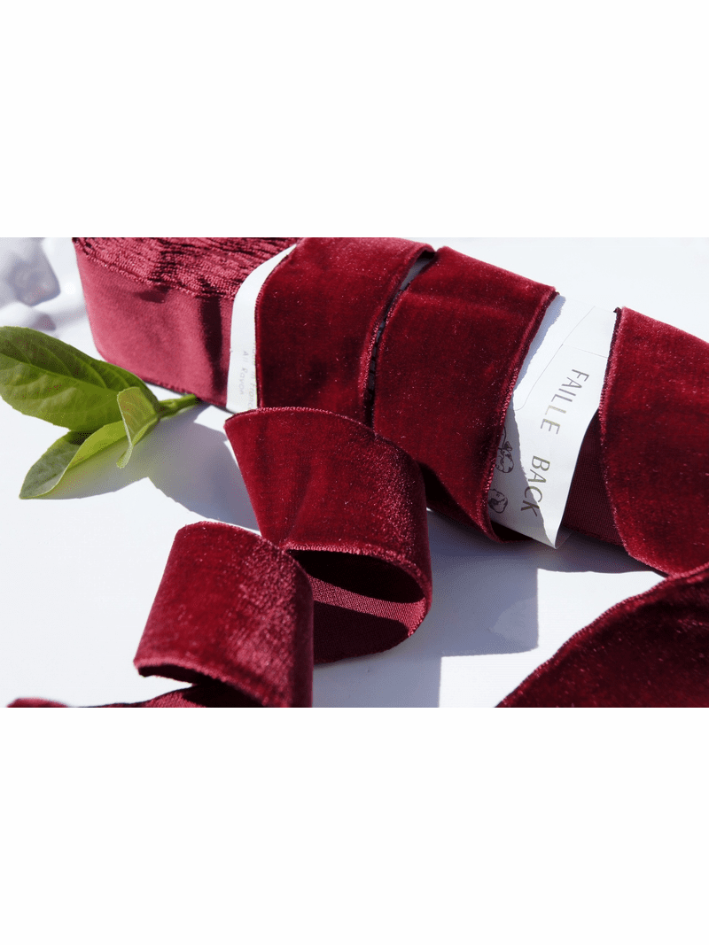 Burgundy French Velvet Ribbon 36mm