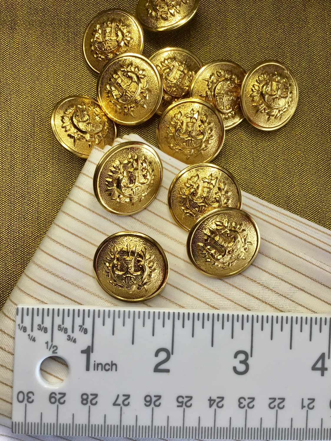 Gold Metal Crest Button 1