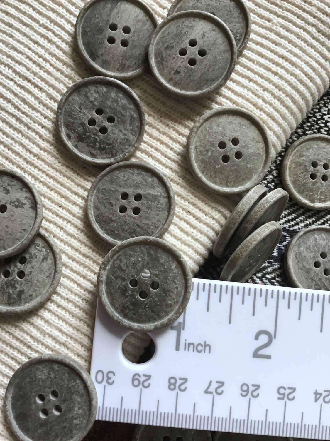 Italian Stone Grey 4 Hole Button 1 Italian Stone Grey 4 Hole Button 1