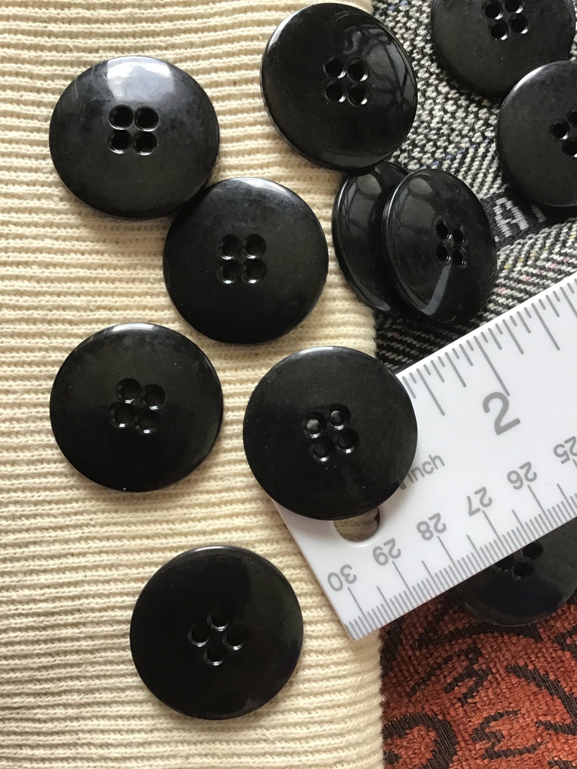Large 4 Hole Black Button 1-3/8