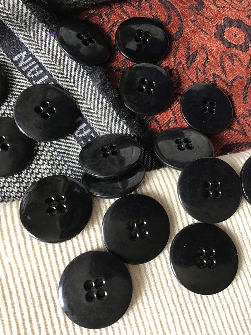 Large 4 Hole Black Button 1-3/8