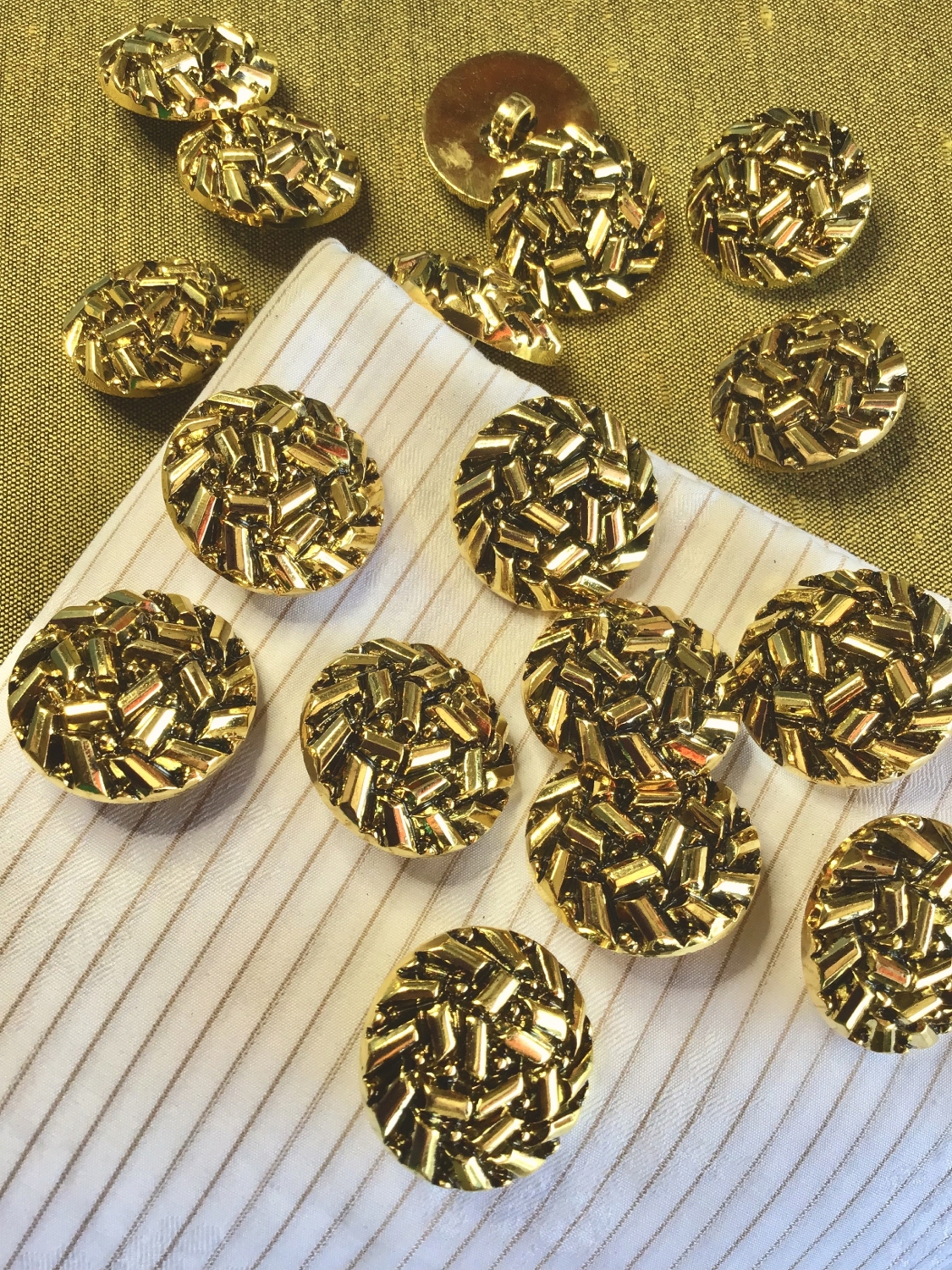 2-Pack 27mm Round Metal Buttons - Shiny Gold Shank Back For Jackets & Crafts