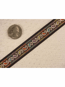 Tiny Metallic Paisley Jacquard Ribbon #-WR-69