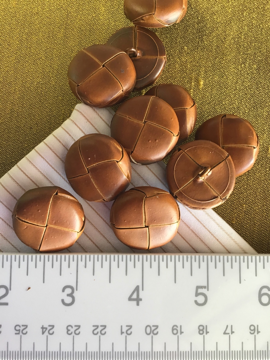 Vintage Faux Leather Button 1-1/8