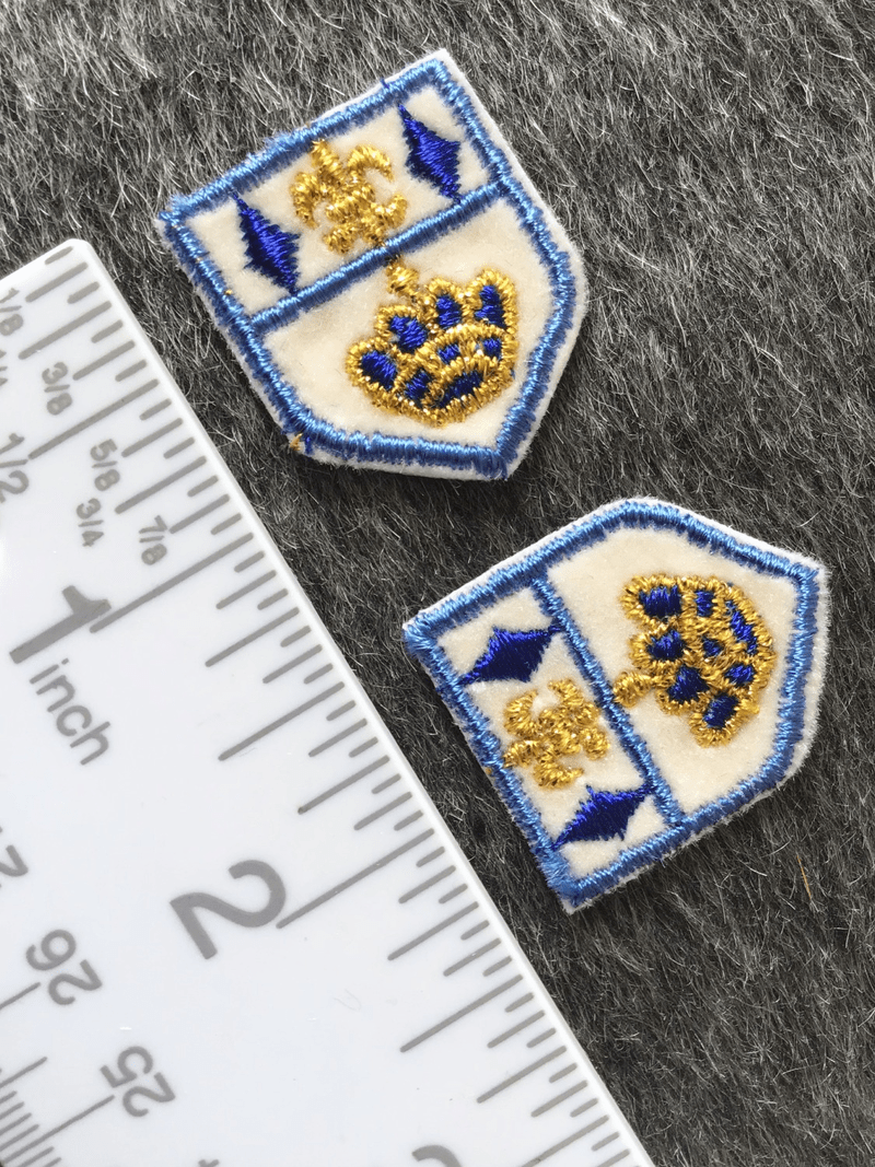 Vintage Metallic Gold Navy Blue White Embroidered Shield Vintage Metallic Gold Navy Blue White Embroidered Shield