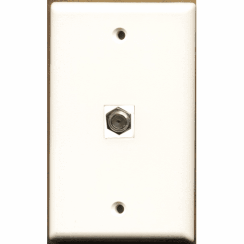 1 Port Coax Cable TV F Type Wall Plate - Flat - White