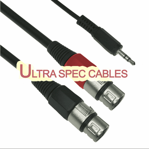 10ft Split Y-Cable 3.5mm Stereo (1/8 inch) TRS Male to 2 * XLR Female Cable