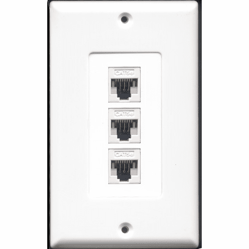 3 Port Cat5e Wall Plate - Decora Type - White