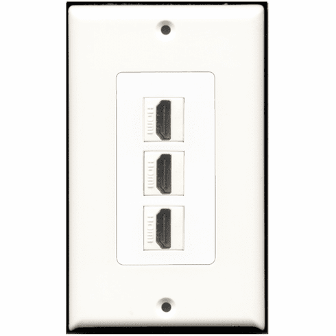 3 Port HDMI Wall Plate - Decora Type - White