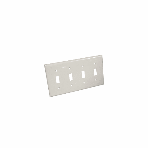 4 Gang Thermoplastic Toggle Switch Panel Wall Plate, White