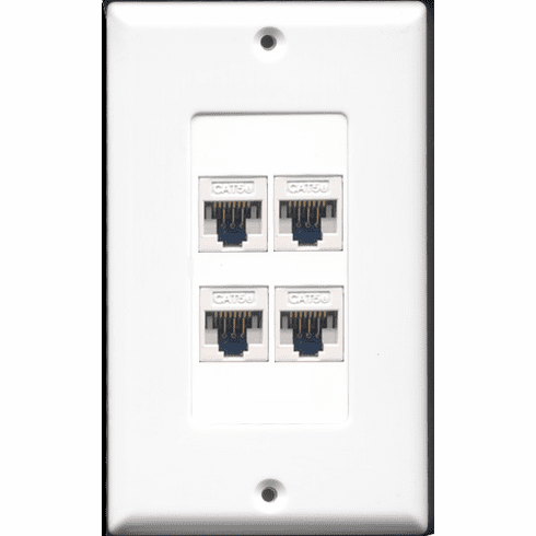 4 Port Cat5e Wall Plate - Decora Type - White