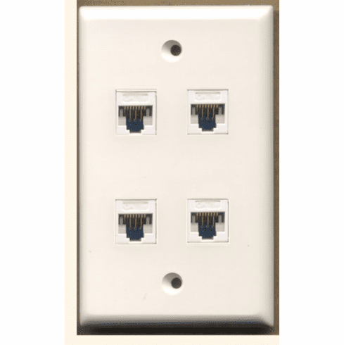 4 Port Cat6 Wall Plate - Flat White