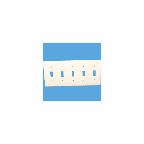 5 Gang Thermoplastic Toggle Switch Panel Wall Plate, White