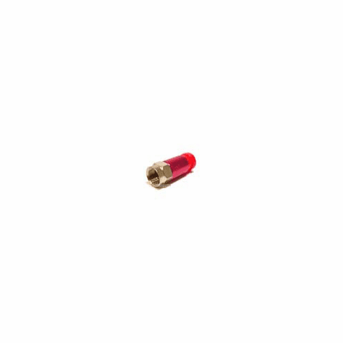 [50 Pack] Male F connector w/Plastic Seal and Smooth Aluminum Body for RG-6U Quad Shield (Red)