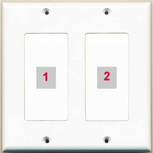 Custom 2 Gang Wall Plate with 2 Keystone Ports