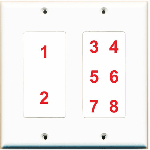 Custom 2 Gang Wall Plate with 8 Keystone Ports
