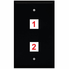 Custom 2 Port Wall Plate Black (Choose Ports)