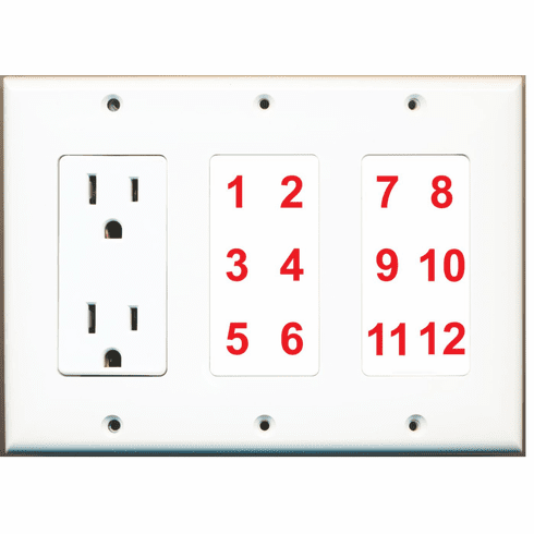 Custom 3 Gang Power Outlet and 6 Port A/V Wall Plate