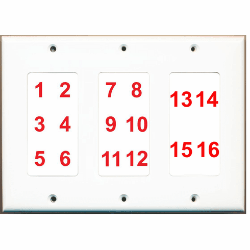 Custom 3 Gang Wall Plate with 16 Keystone Ports