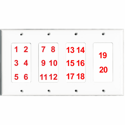 Custom 4 Gang Wall Plate with 20 Keystone Ports