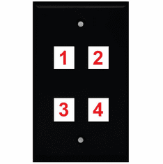 Custom 4 Port Wall Plate Black (Choose Ports)