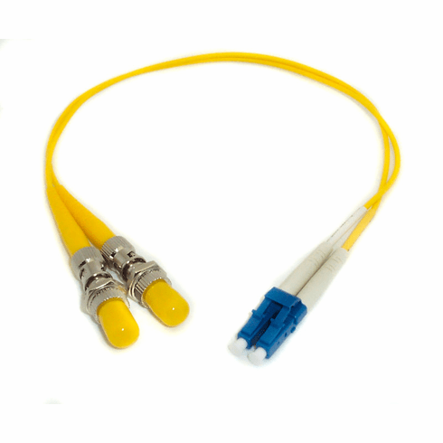 Fiber Optic Adapter Cable ST (Female) to LC (Male) Singlemode (9/125) Duplex 1FT (YELLOW)