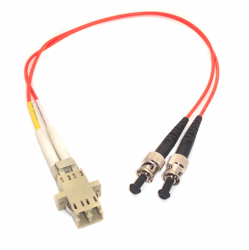 Fiber Optic Adapter Cable ST (Male) to LC (Female) Multimode (50/125) Duplex 1FT