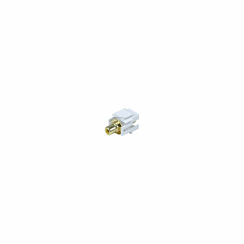 Keystone Jack - Modular RCA w/Yellow Center, Flush Type (White)