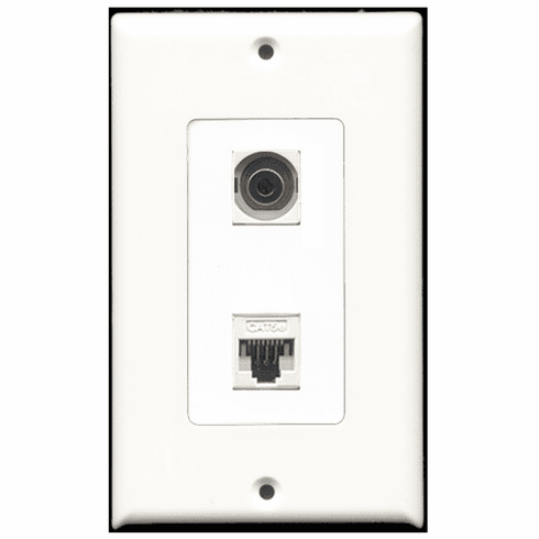 RiteAV - 1 Port 3.5mm - 1 Port Cat5e Ethernet White  Wall Plate Decora White