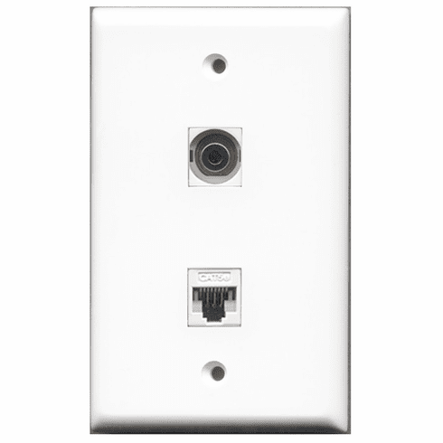 RiteAV - 1 Port 3.5mm - 1 Port Cat5e Ethernet White  Wall Plate White