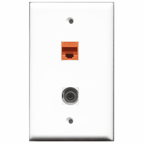 RiteAV - 1 Port 3.5mm 1 Port Cat5e Orange  Wall Plate