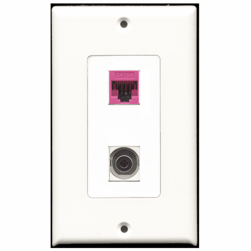 RiteAV - 1 Port 3.5mm 1 Port Cat5e Pink Decora Type Wall Plate