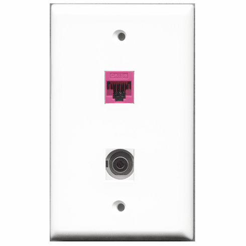 RiteAV - 1 Port 3.5mm 1 Port Cat5e Pink  Wall Plate