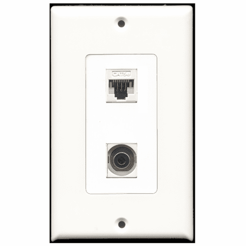 RiteAV - 1 Port 3.5mm 1 Port Cat5e White Decora Type Wall Plate