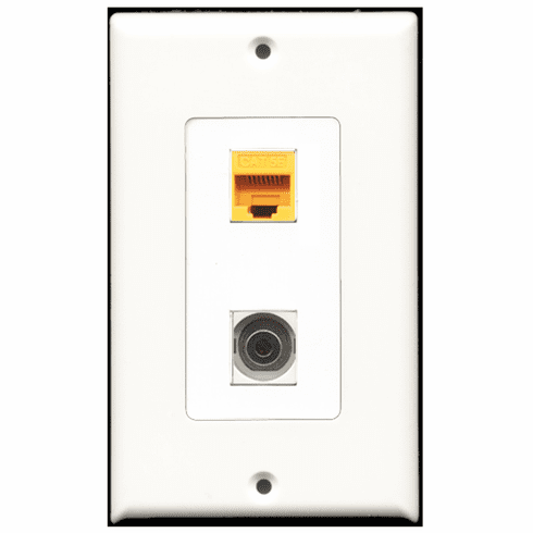RiteAV - 1 Port 3.5mm 1 Port Cat5e Yellow Decora Type Wall Plate