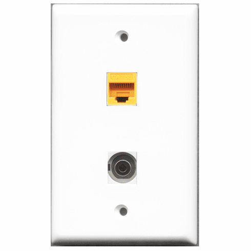 RiteAV - 1 Port 3.5mm 1 Port Cat5e Yellow  Wall Plate