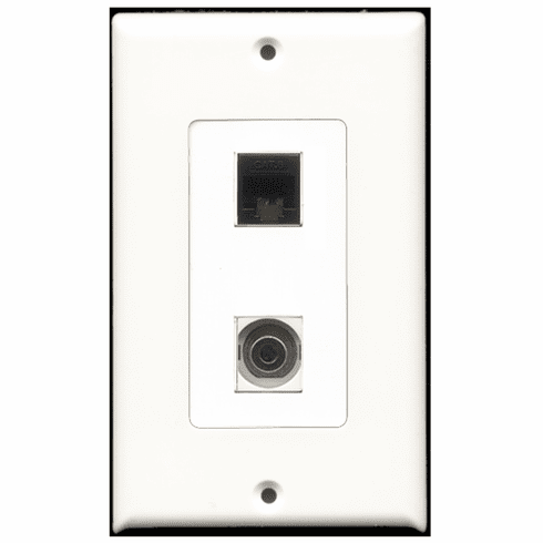 RiteAV - 1 Port 3.5mm 1 Port Cat6 Black Decora Type Wall Plate