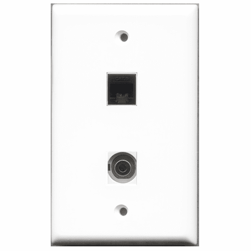 RiteAV - 1 Port 3.5mm 1 Port Cat6 Black  Wall Plate